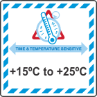 LR36 +15°C to +25°C Time and Temperature Label